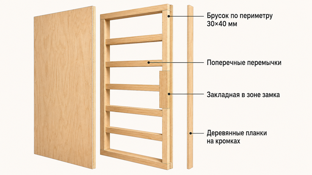 Усиление дверного полотна из фанеры